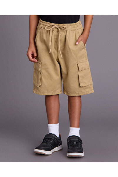 REDTAG Boys Beige Cargo Bermuda Shorts