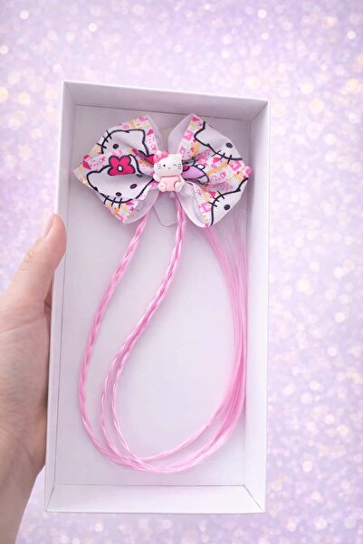 VİTRİNMİXMİNİ Girl's Hair Clip with Hello Kitty Figure – Light Pink Braided H...