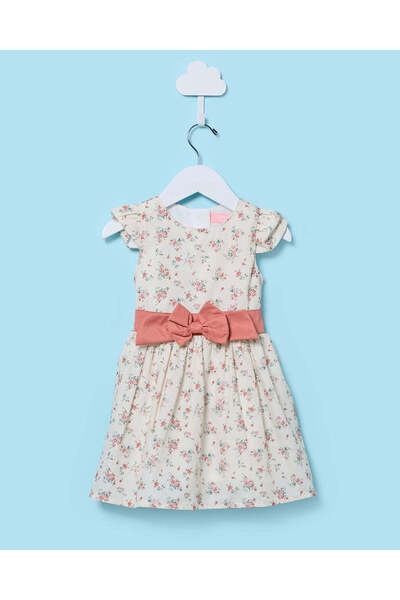 REDTAG Infant Girls Cream Floral Printed Dress