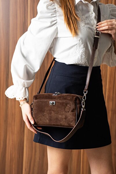 PIEL LINO Women's Genuine Suede Suede E Leather Muz and Chap Crossbody Bag 03...