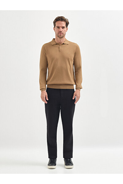 Karaca Camel Yün Karışımlı Polo Yaka Triko Kazak