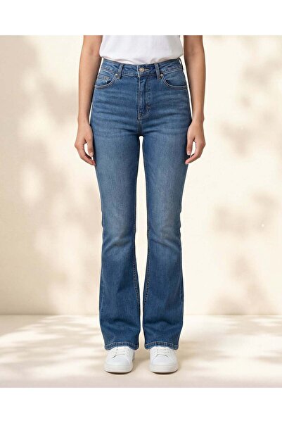 REDTAG Women Dark Wash Flared Jeans