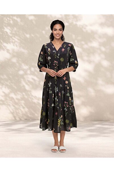 REDTAG Women Black Floral Printed Dress