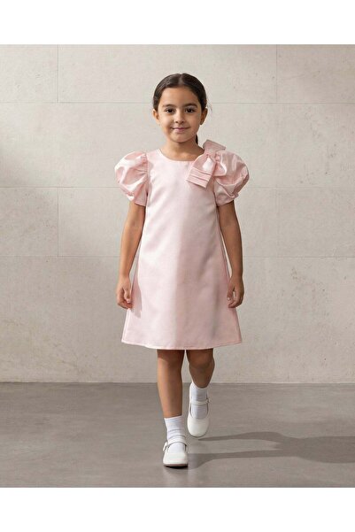 REDTAG Girls Pale Pink 3D Bow Dress