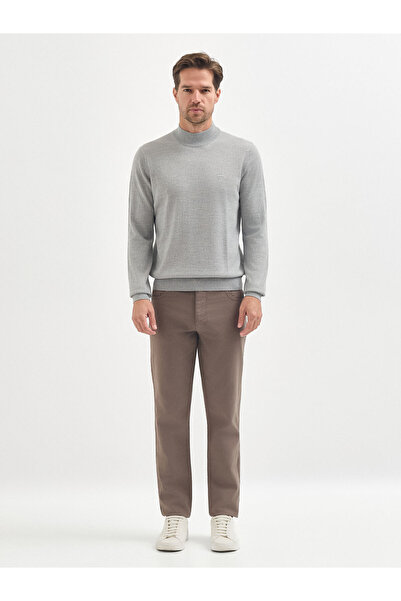 Karaca Açık Gri Yün Karışımlı Yarım Balıkçı Triko Kazak