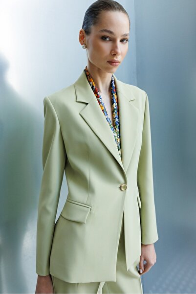 Moda İlgi Modailgi Mono Yaka Vatkalı Tek Düğme Ceket - 40051 Mint