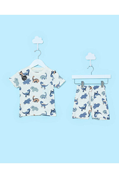 REDTAG طقم بيجاما قصير مطبوع باللون الكريمي مكون من قطعتين للأولاد الرضع