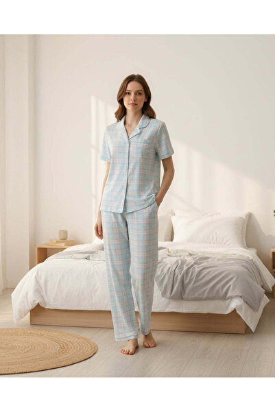 REDTAG طقم بيجاما نسائي مطبوع متنوع بأكمام قصيرة وفتحة رقبة على شكل حرف V