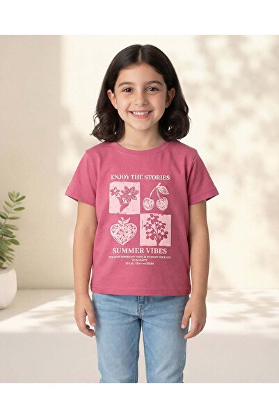 REDTAG Girls Pink Printed T-Shirt