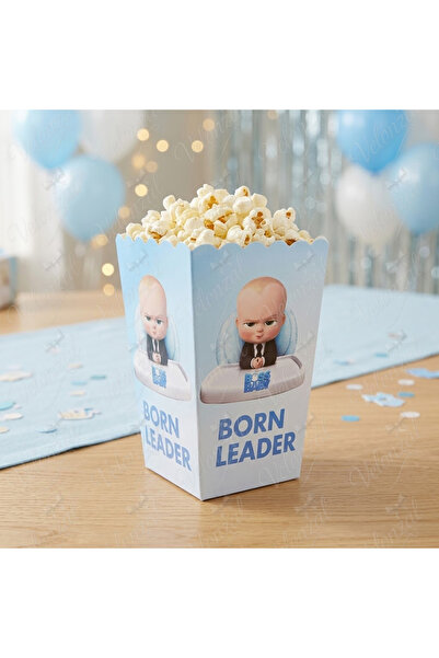 VELONZAL Patron Bebek Temalı Patlamış Mısır (Popcorn)-Cips Kutusu-Doğum Günü-...