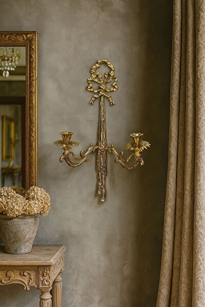 Empressco Şeffaf Pirinç Döküm İkili Duvar Şamdanları ve Mumluklar Seti