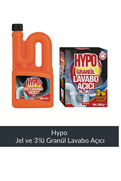 Hypo Granül Lavabo Açıcı 3*50 gr + Lavabo Açıcı Jel 560 ml