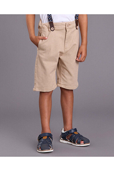 REDTAG Boys Brown Suspender Bermuda Shorts