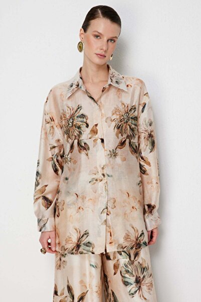 Ekol Cămașă D cu model cu broderie din piatră