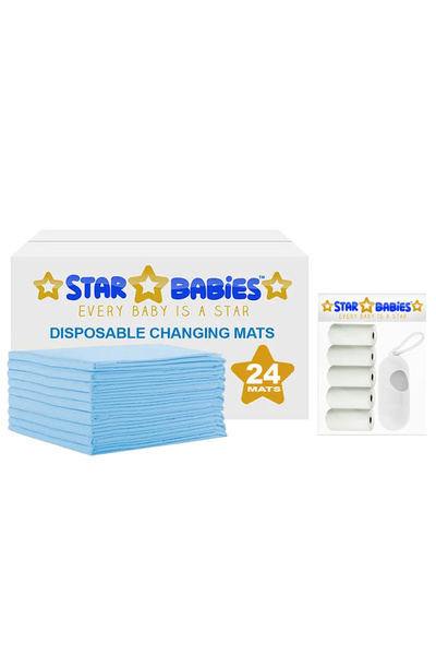 STAR BABiES عبوة مزدوجة من قطعتين - عبوة من 24 حصيرة تغيير حفاضات للاستخدام م...