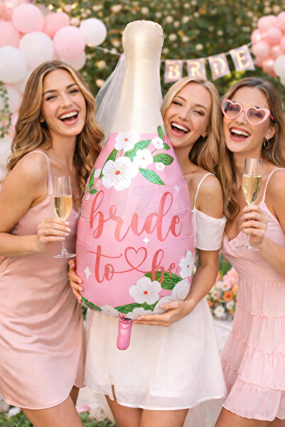Huzur Party Store Bride To Be Yazılı Şişe Şekilli 85x35 Cm Folyo Balon Dev Be...