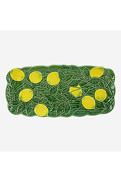 Bordallo Pinheiro Lemon Green Ceramic Serving Plate 43 cm