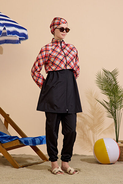 GAVLİA Women's Hijab Swimsuit 3-Piece Set Full Coverage Zippered..