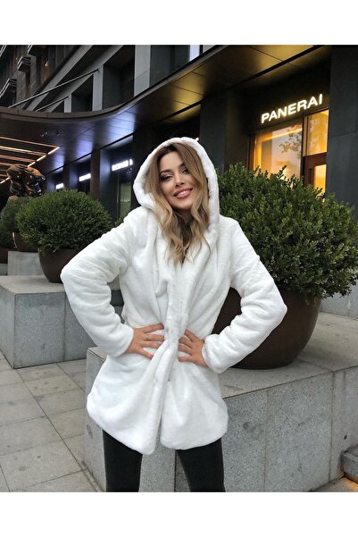 NAVY Rabbit Fur Hooded Jacket