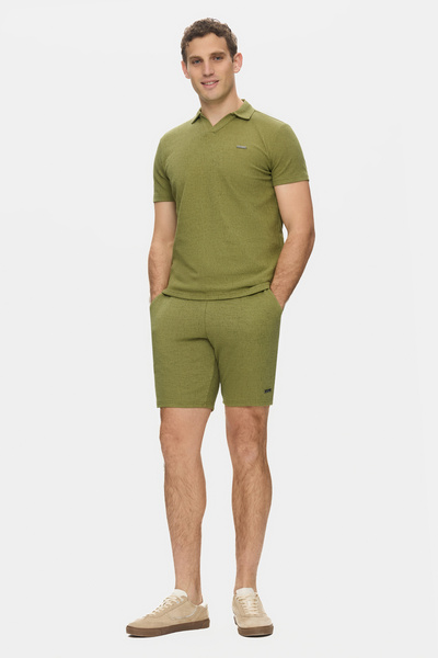 UCLA Ανδρικό πλεκτό σορτς BARRY Khaki με μεταλλικό λογότυπο, από ελαφρύ ύφασμ...