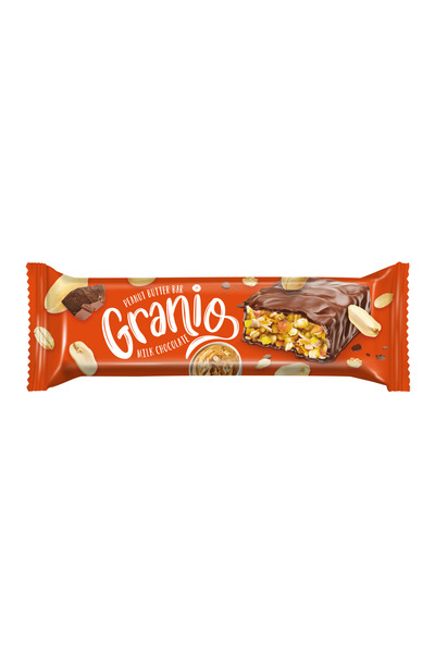 GRANIO Sütlü Çikolata Kaplamalı Yulaf Ezmeli Fıstıklı ve Fıstık Ezmeli Bar 40...