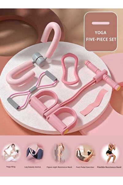 ULHYC 5-Piece Skin-Friendly Resistance Fitness Bands, Yoga Fitness Set With T...