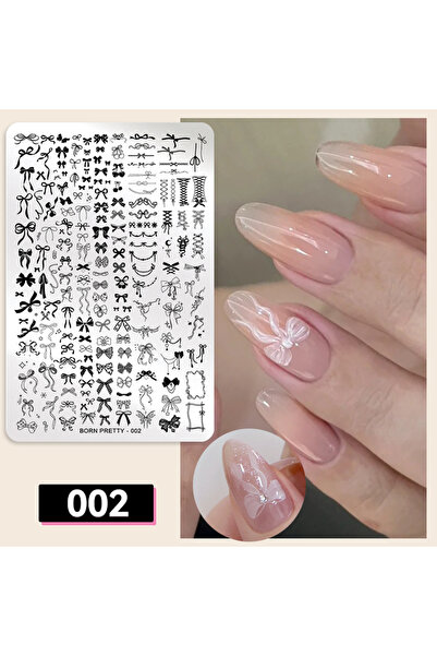 Choice8 002 BORN PRETTY ألواح ختم أظافر فرنسية كلاسيكية قماش منقش، تصميم سهل،...