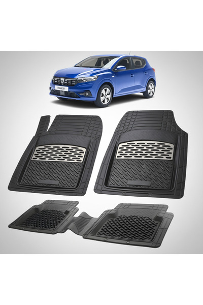 TEAMCAR Πατάκια δαπέδου Dacia Sandero III Hatchback Συμβατά 2020-σήμερα | Ασημί