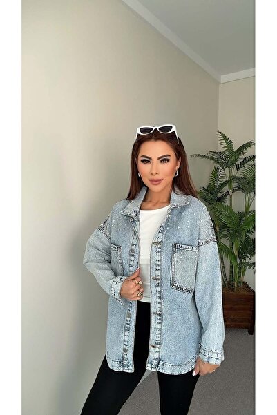 DİDEM GÜLTAKTI Fra Women's Stoned Oversized Jean Jacket
