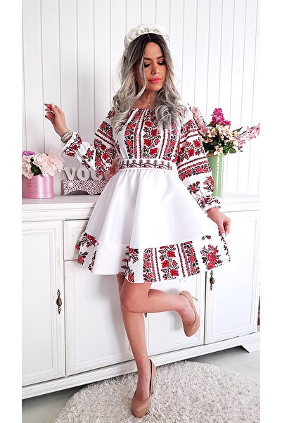 Voguesta Rochie scurtă cu motive tradiționale Ana White