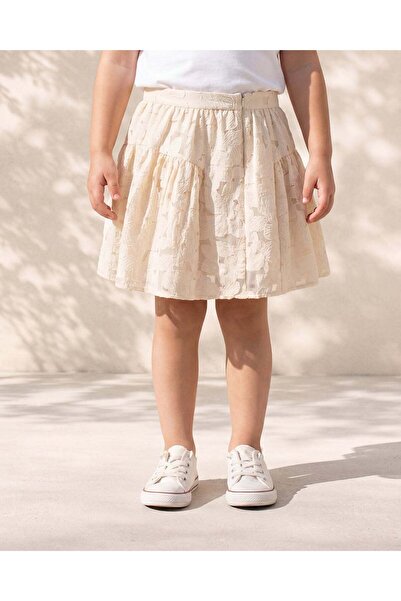 REDTAG Girls Beige Organza Skirt