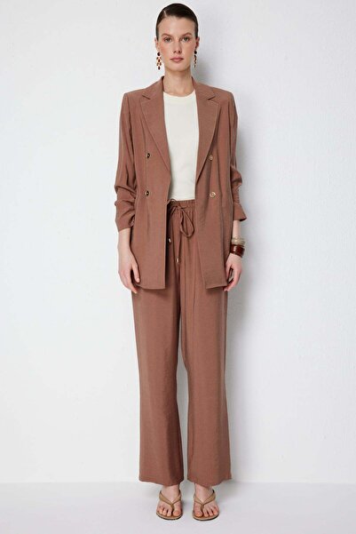 Ekol Beli Bağcıklı Bol Paça Pantolon