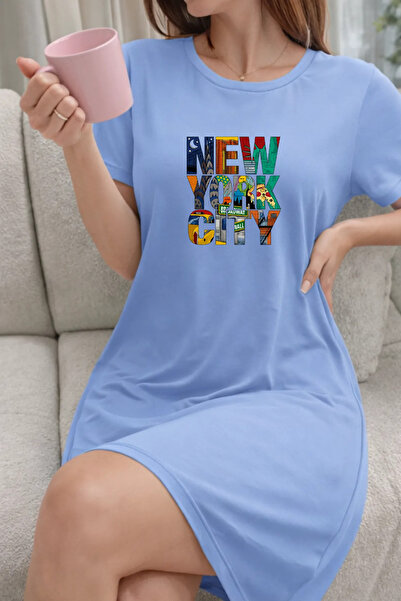 HOFFNUNG Unisex Short Sleeve Round Neck New York City Solid Color Long Tshirt