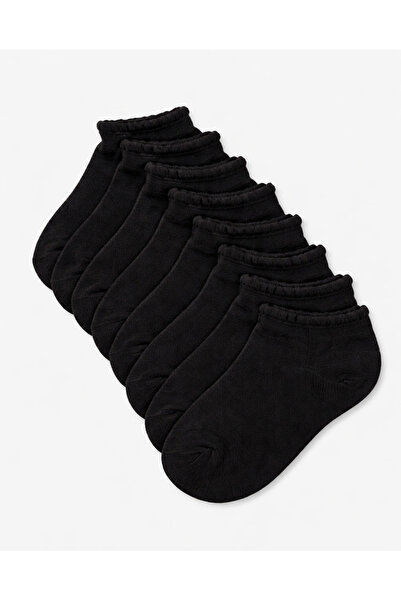 REDTAG Junior Girls Black Scallop Edge High Ankle Socks - Pack of 5