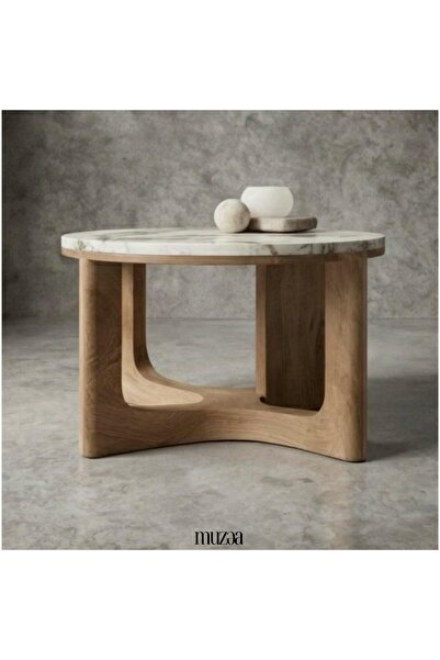 Grand CNS Group HOLLOW Mermer Sehpa, Ahşap Meşe Ayaklı, Özel Tasarım Orta Sehpa