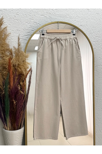 MİHRA STORE Παντελόνι Gabardine με ίσια μπατζάκια Elnur-MA3654 Stone
