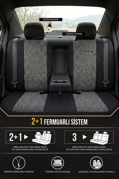 shop Renault Kangoo Uyumlu GRİ KETEN KUMAŞ FULL ORTOPEDİK Oto Koltuk Kılıfı (Tam Takım Ön Arka )