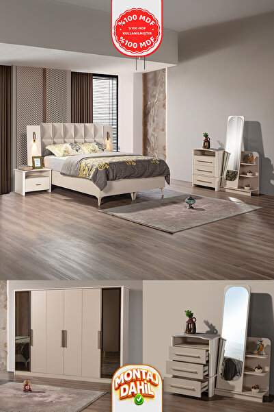 İMBAŞ Anadolu Yatak Odası Takımı %100 MDF - Bazalı