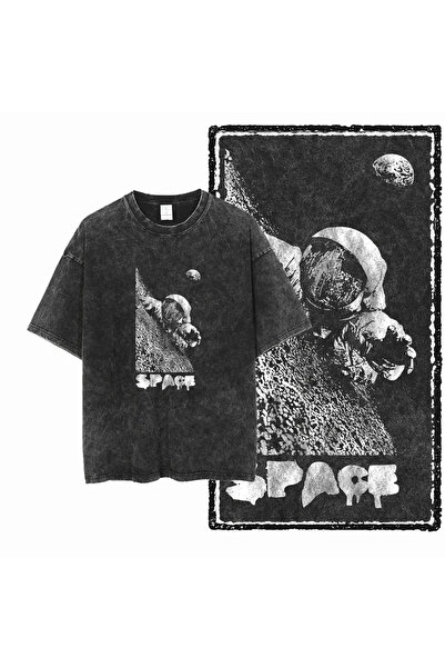 PENTHİLUS Acid-Washed Oversized T-Shirt - Washed Printed Oversized T-Shirt