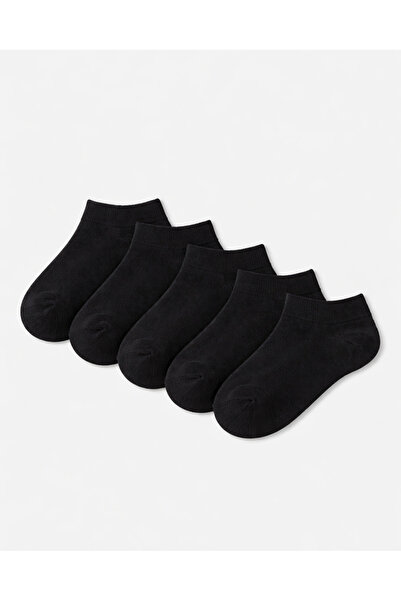 REDTAG Boys Black Plain Low Ankle-Length Socks Pack (Pack of 5)