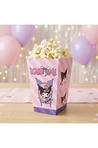 Kuromi Temalı Patlamış Mısır (Popcorn)-Cips Kutusu-Doğum Günü-Parti-Kutlama-8 Adet