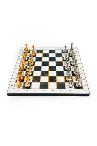 GGS GrandGiftStore Ahşap Satranç Tahtası ve Özel Metal Klasik Satranç Taşları...