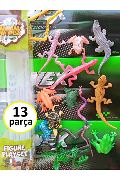 OYUNCAKSAHİLİ Yılan 13 Parça Kırılmaz Sürüngen Hayvan Seti Oyuncak Kobra Kurb...