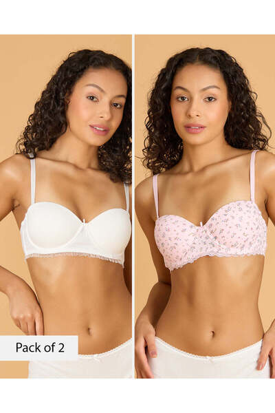 REDTAG Women Assorted 2 Pack Printed Balconette Bras