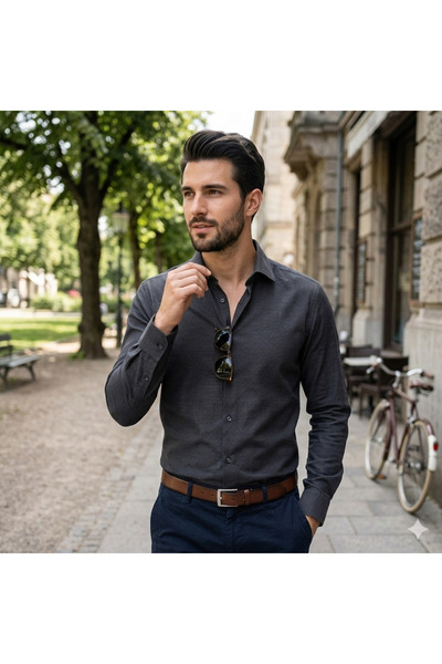 Fine Touch Premium Men's Shirt – 100% Cotton Stylish and Comfortable Anti-Swe...