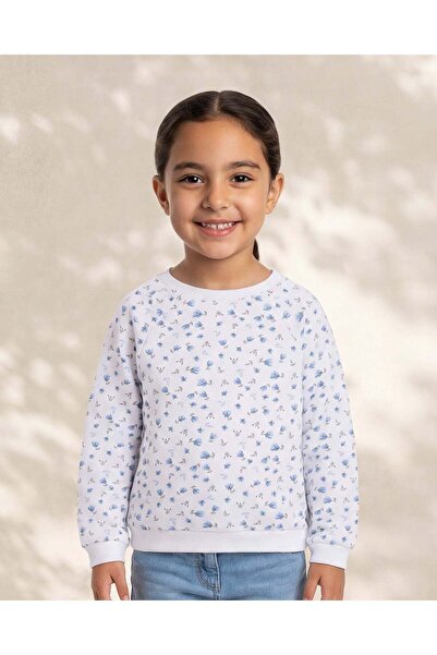 REDTAG Girls White Printed Sweatshirt