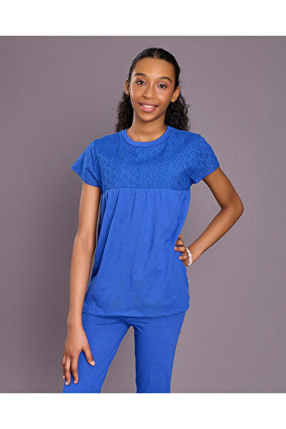 REDTAG Senior Girls Blue Printed Blouse