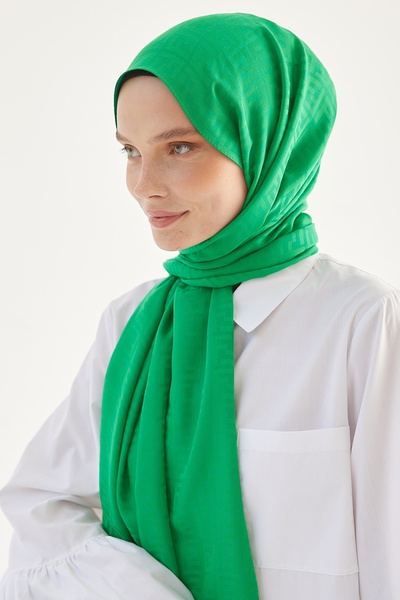 InStyle Elle F Pattern Jacquard Cotton Piece Shawl - Green