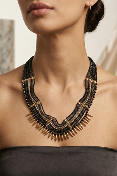 PETEK AKSESUAR BONCUKLU ZARİF ETNİK TASARIM KOLYE