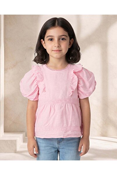 REDTAG بلوزة شيفلي وردية للبنات